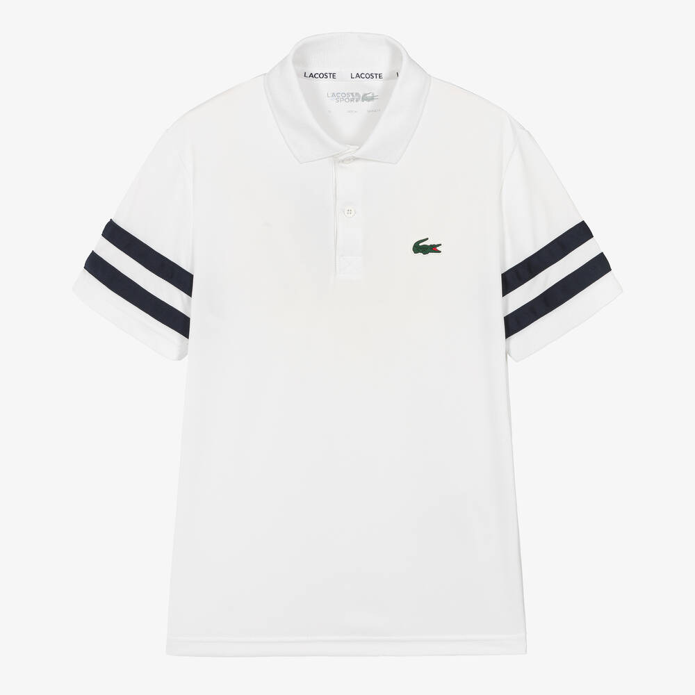 Mens lacoste white polo shirt cheap