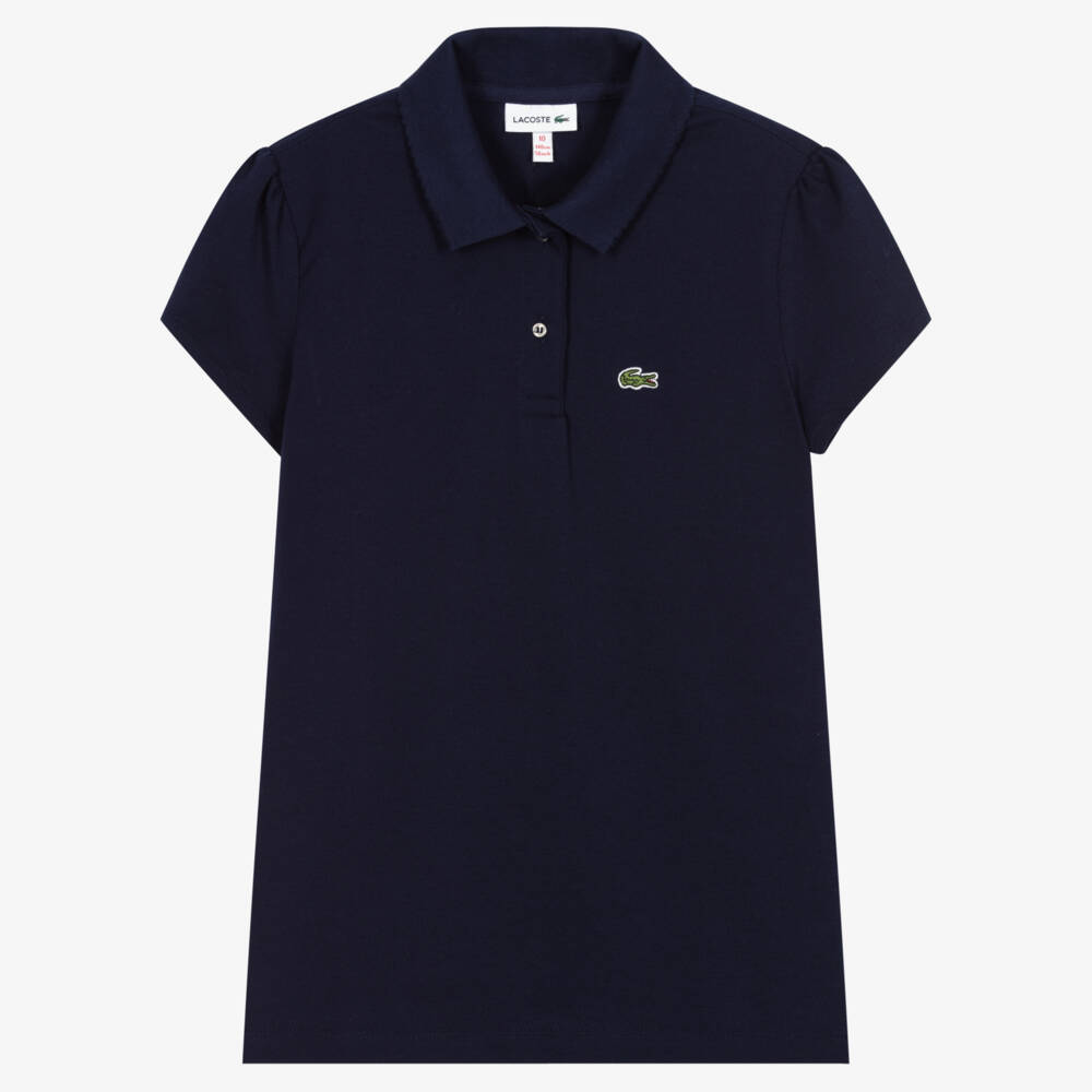 Lacoste-Teen Girls Navy Blue Logo Polo Shirt | Childrensalon Outlet
