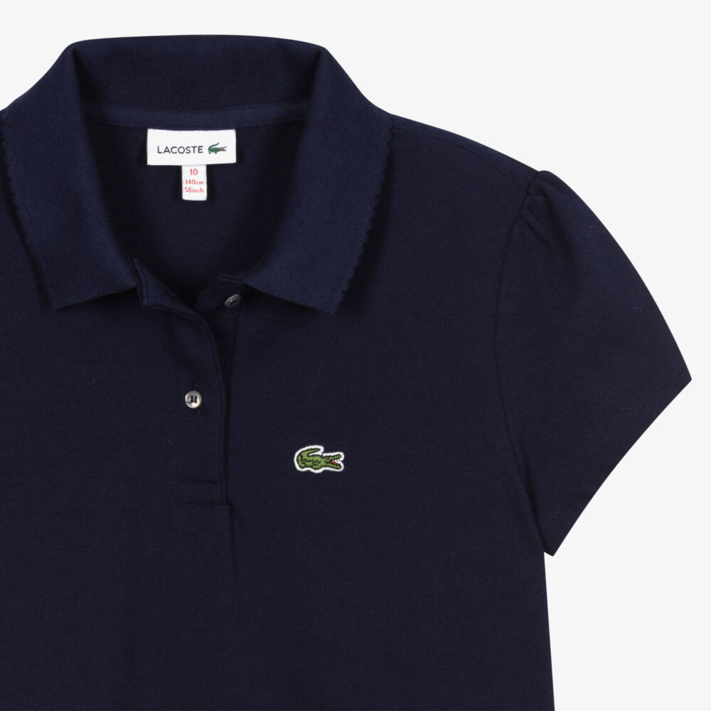 Lacoste-Teen Girls Navy Blue Logo Polo Shirt | Childrensalon Outlet