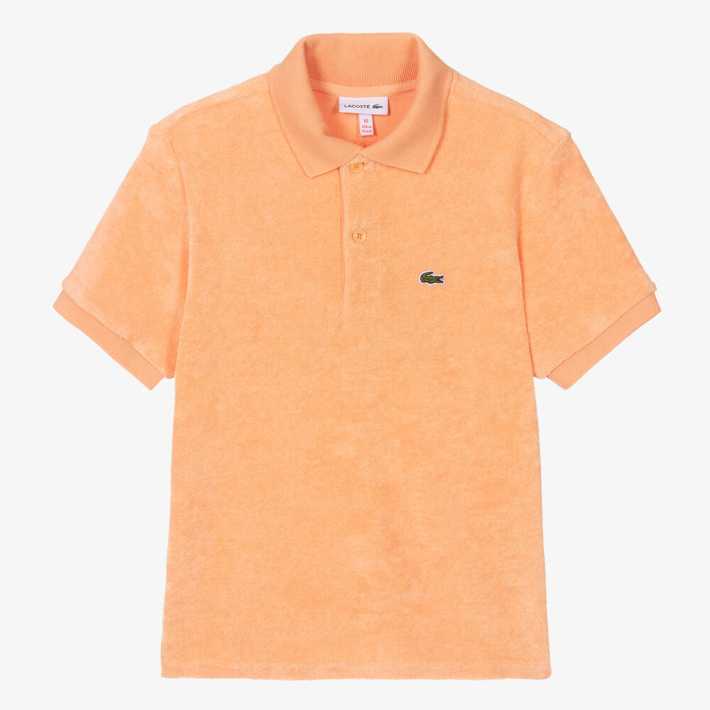 Lacoste Teen Girls Orange Towelling Polo Shirt Childrensalon Outlet