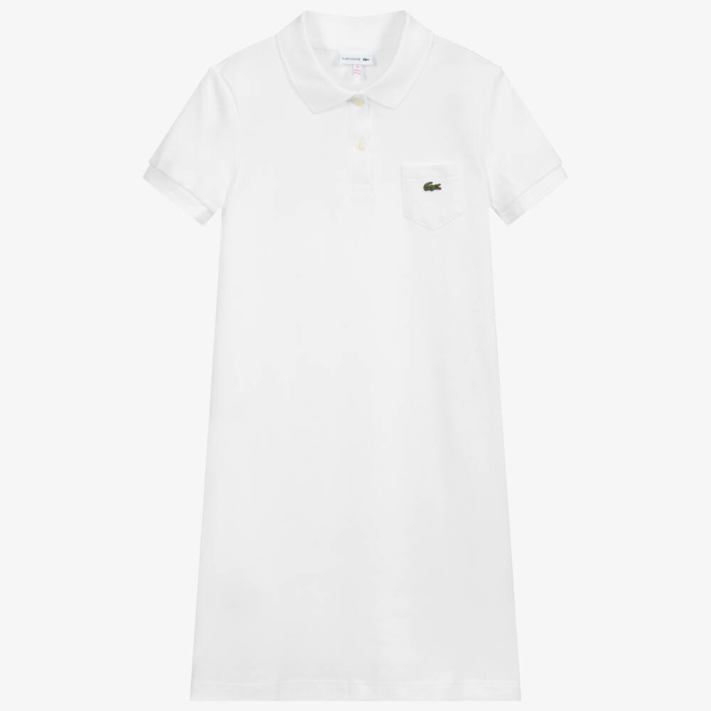 Lacoste-Teen Girls White Cotton Piqué Polo Dress | Childrensalon Outlet
