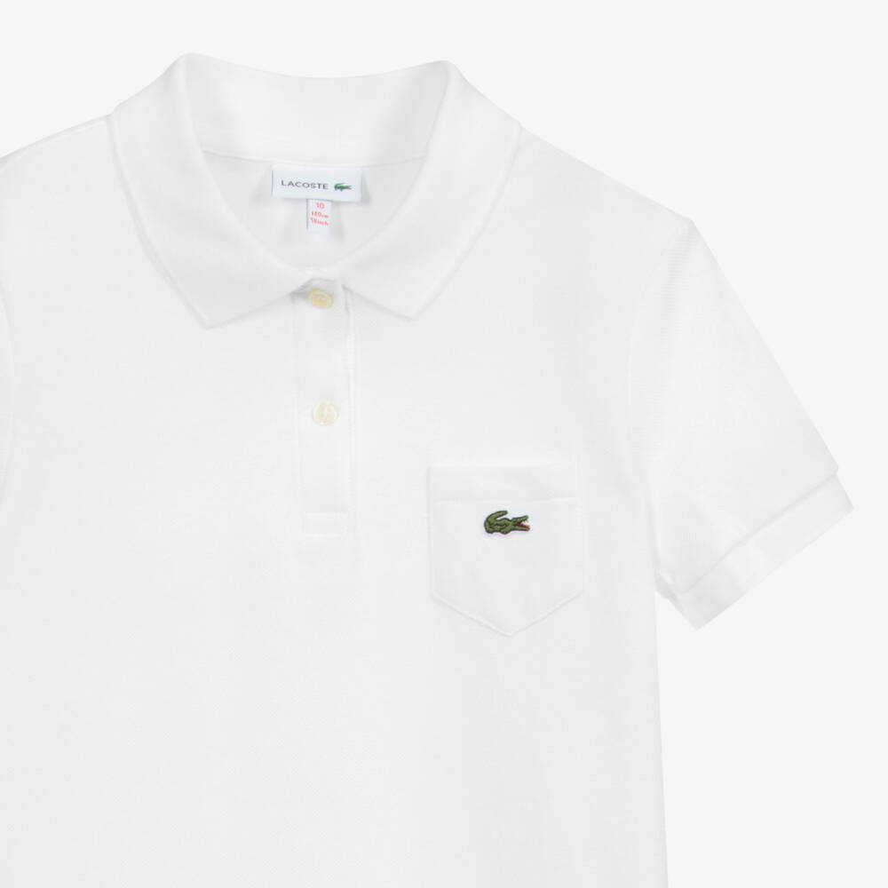 Lacoste-Teen Girls White Cotton Piqué Polo Dress | Childrensalon Outlet