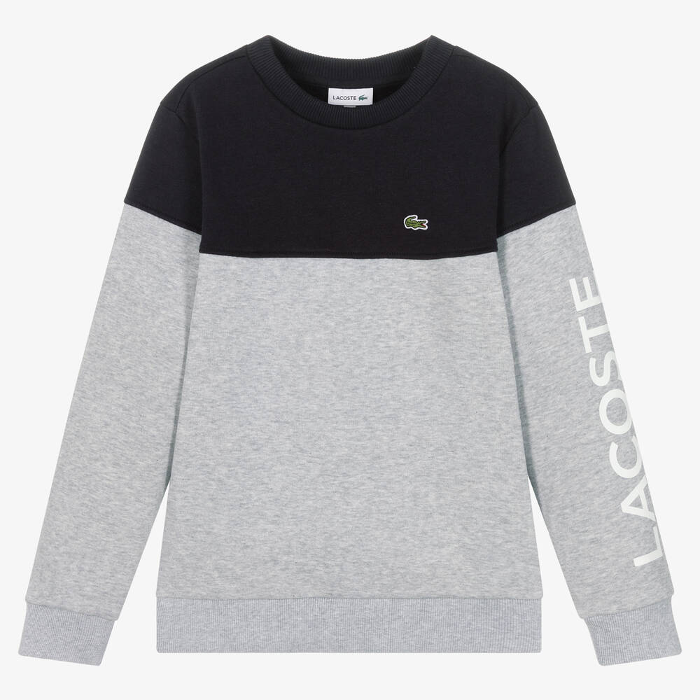 Lacoste - Teen Grey & Blue Logo Sweatshirt | Childrensalon