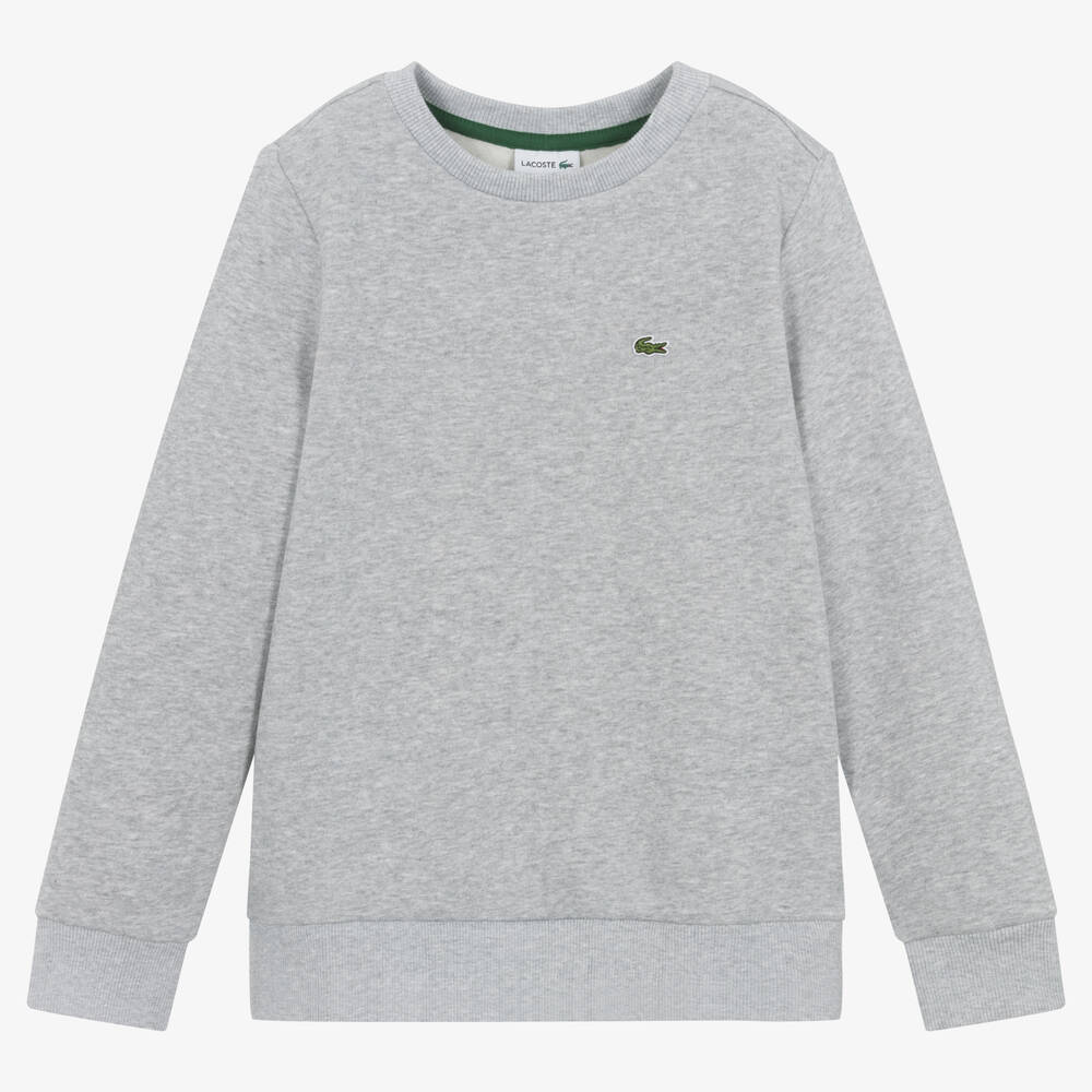 Lacoste - Sweat-shirt coton gris à crocodile | Childrensalon