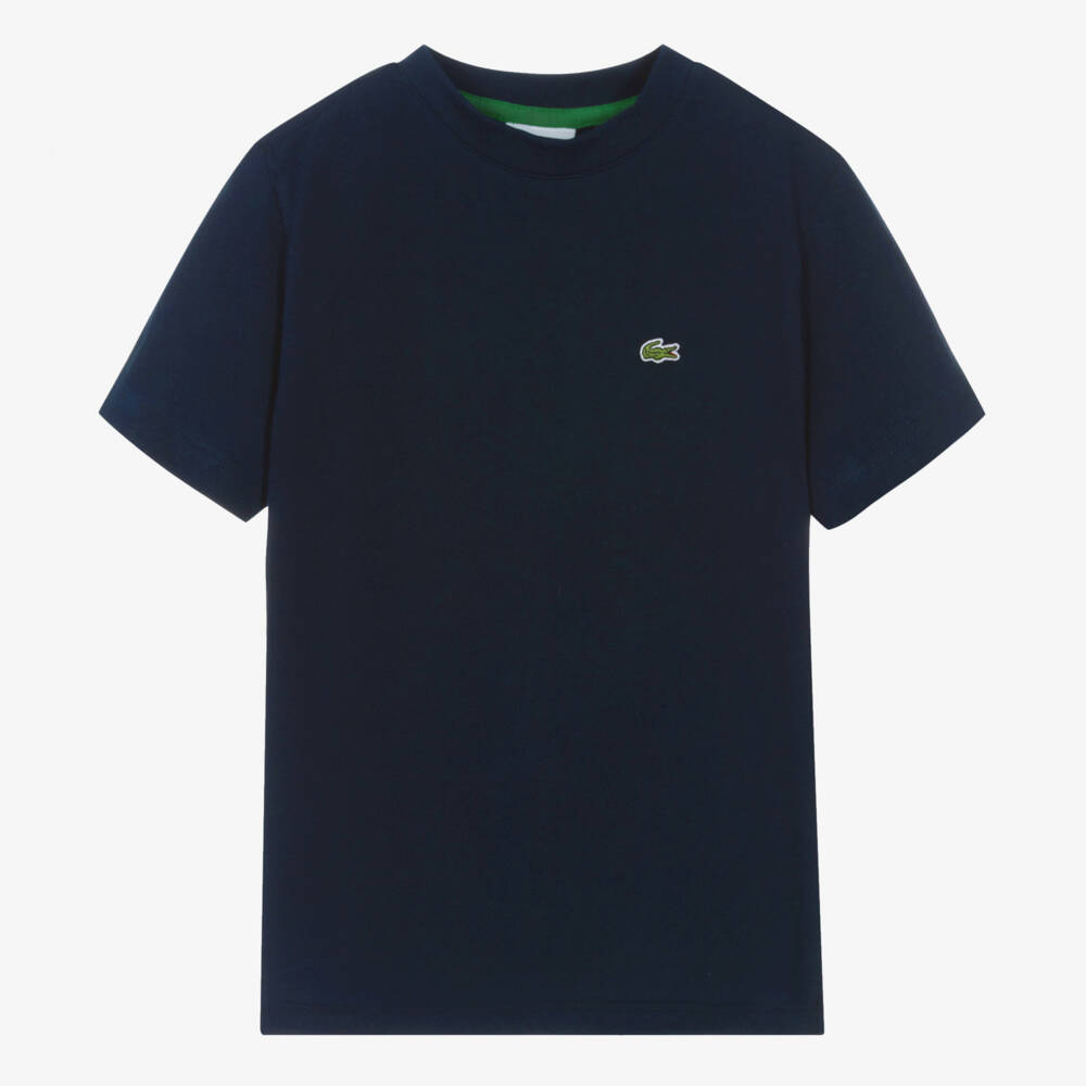 Lacoste-Teen Navy Blue Organic Cotton Crocodile T-Shirt | Childrensalon Outlet