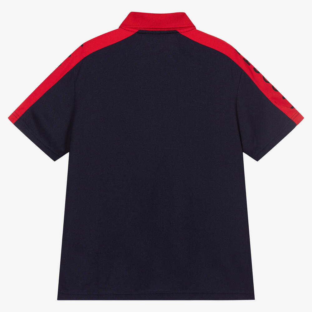 Lacoste Teen Navy Red Tape Polo Childrensalon Outlet