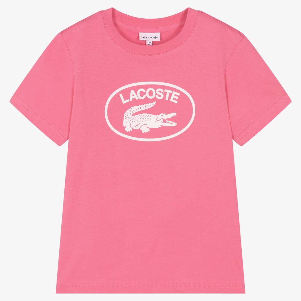 Lacoste - Teen Pink Cotton Logo T-Shirt | Childrensalon