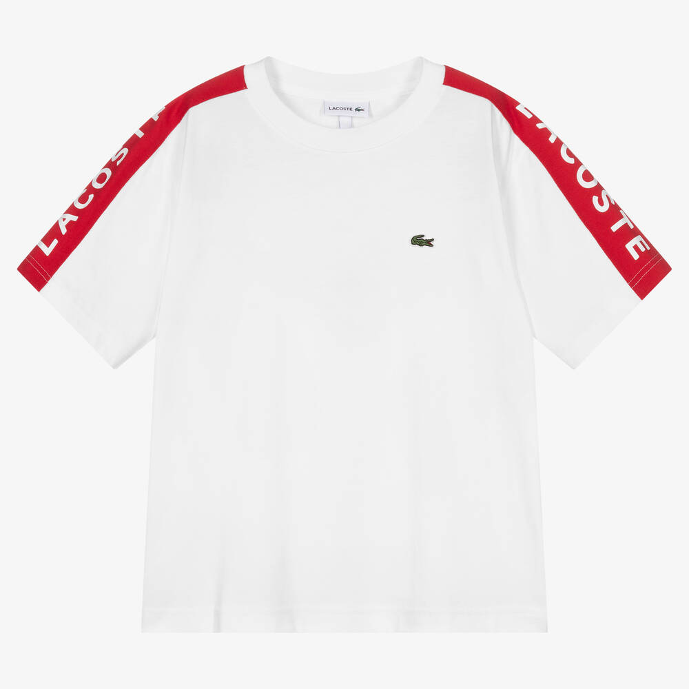 Lacoste - T-shirt blanc et rouge Ado | Childrensalon