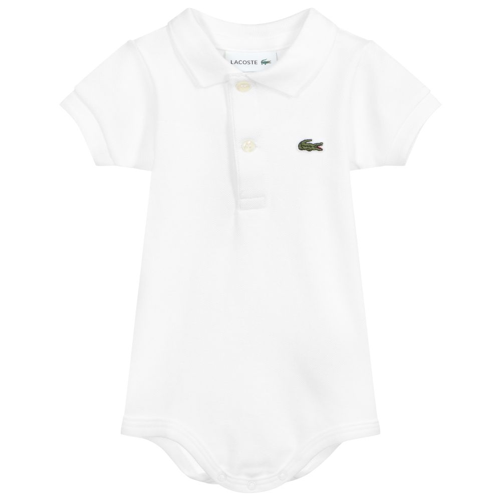 Lacoste - White Cotton Baby Polo Shirt | Childrensalon