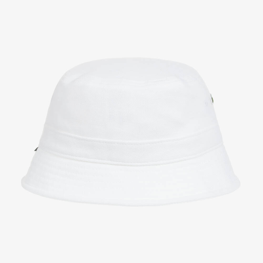 Lacoste-White Cotton Logo Bucket Hat | Childrensalon Outlet