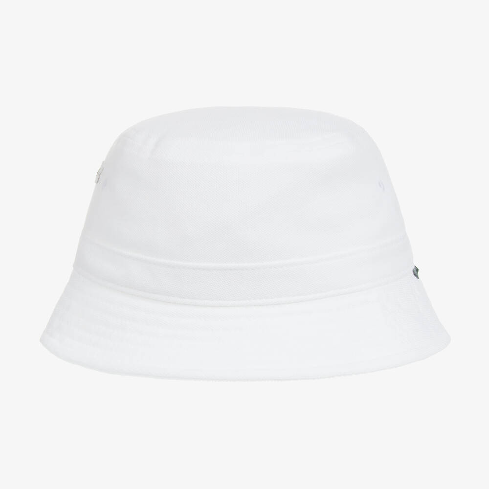 Lacoste - White Cotton Logo Bucket Hat | Childrensalon