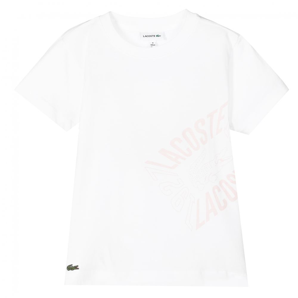 Lacoste - White Cotton Logo T-Shirt | Childrensalon