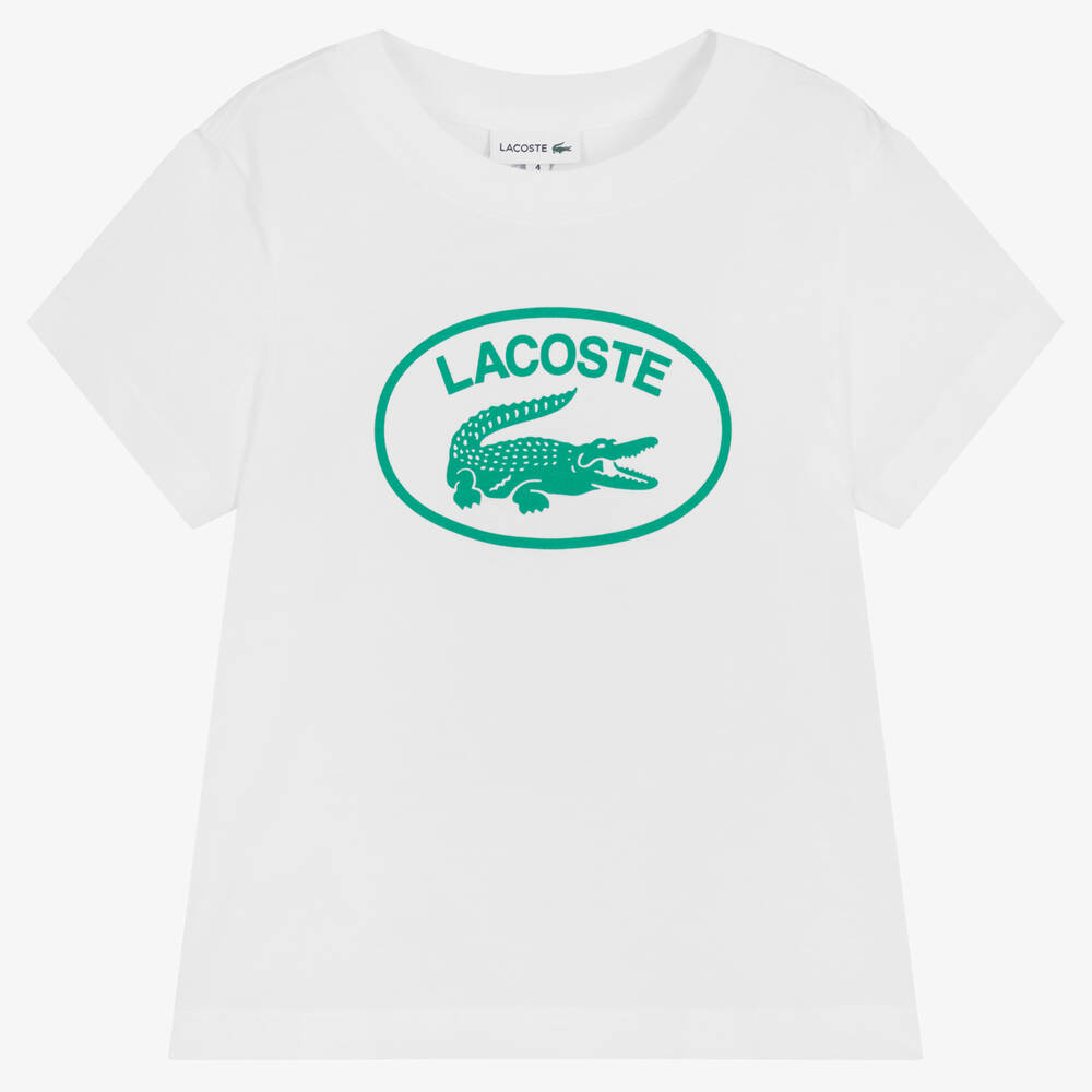 Lacoste - Белая хлопковая футболка | Childrensalon