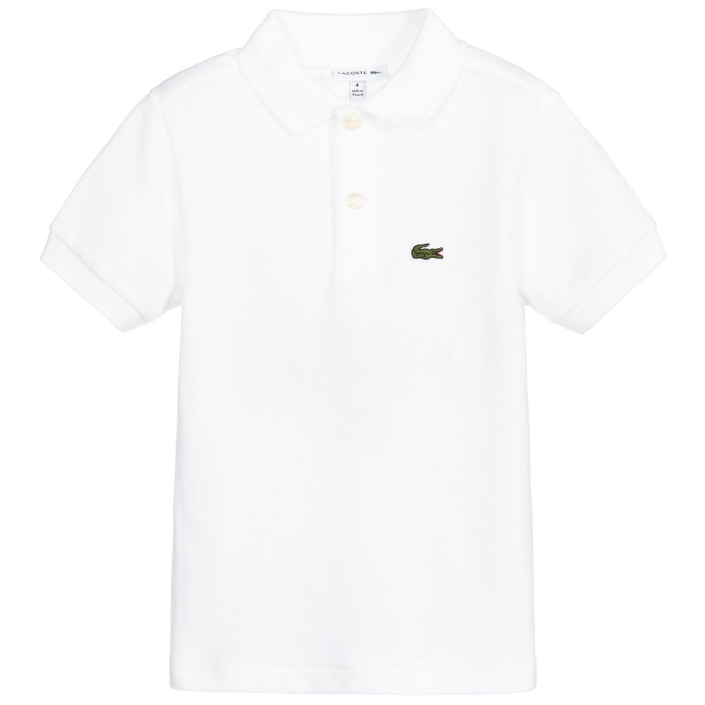 Lacoste - White Cotton Polo Shirt | Childrensalon