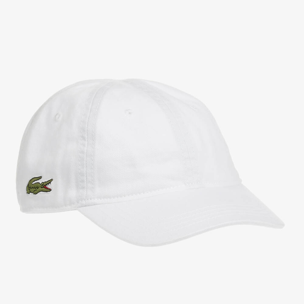 Lacoste-White Cotton Twill Crocodile Cap | Childrensalon Outlet
