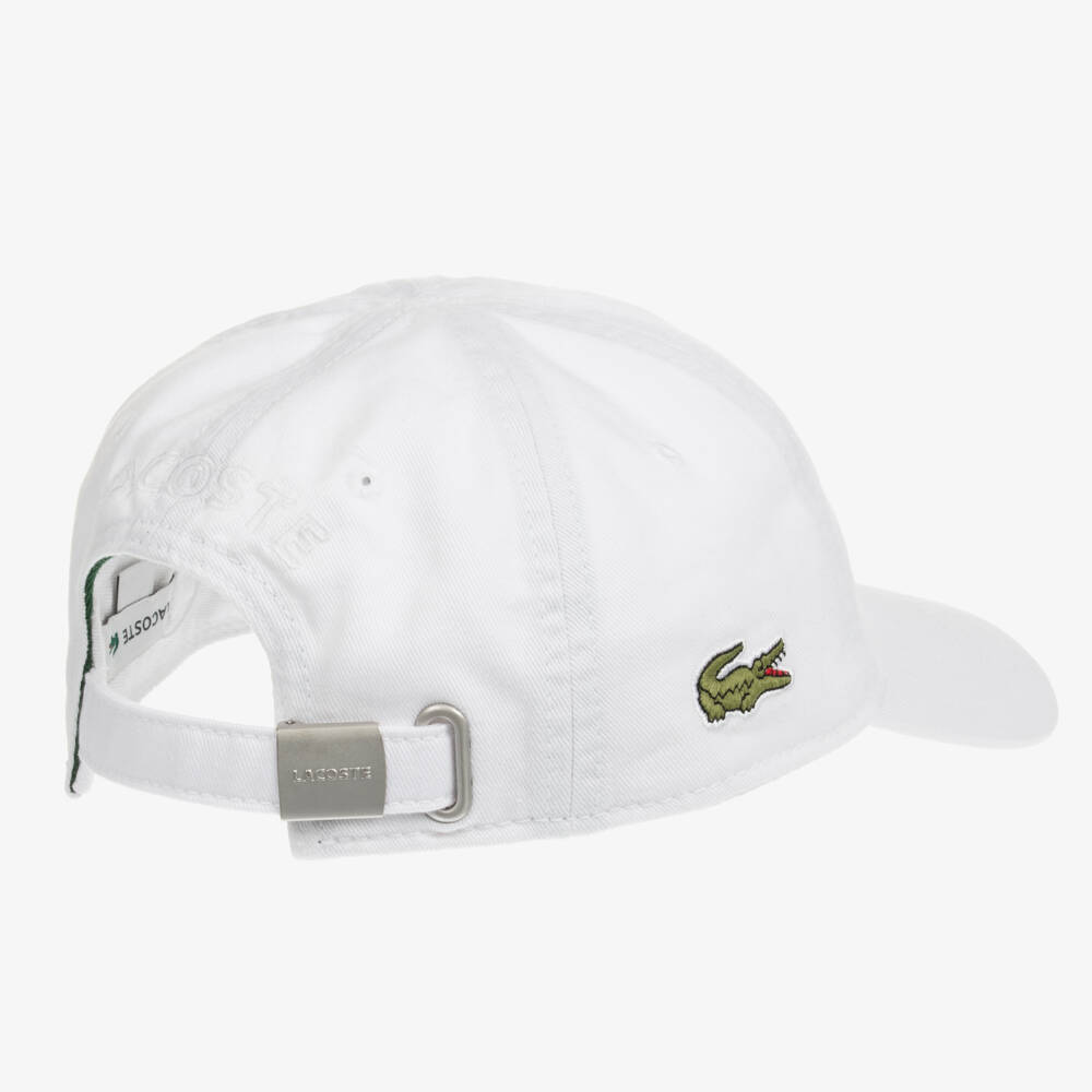 Lacoste-White Cotton Twill Crocodile Cap | Childrensalon Outlet