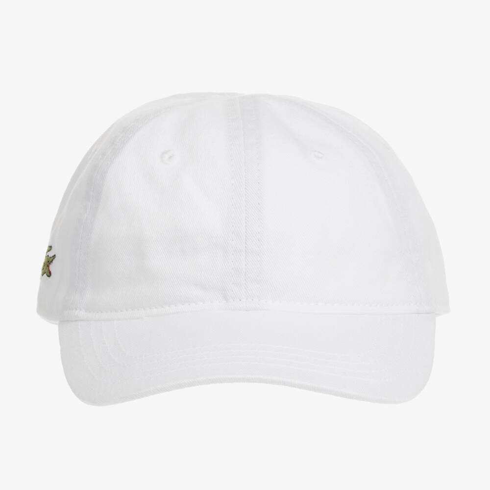 Lacoste-White Cotton Twill Crocodile Cap | Childrensalon Outlet