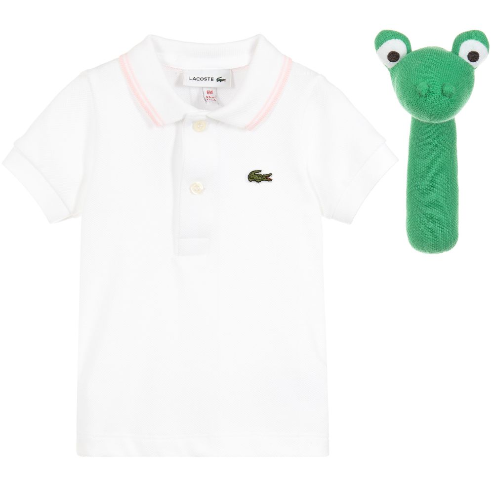 Lacoste - هدية طقم توب بولو قطن ولعبة أطفال | Childrensalon