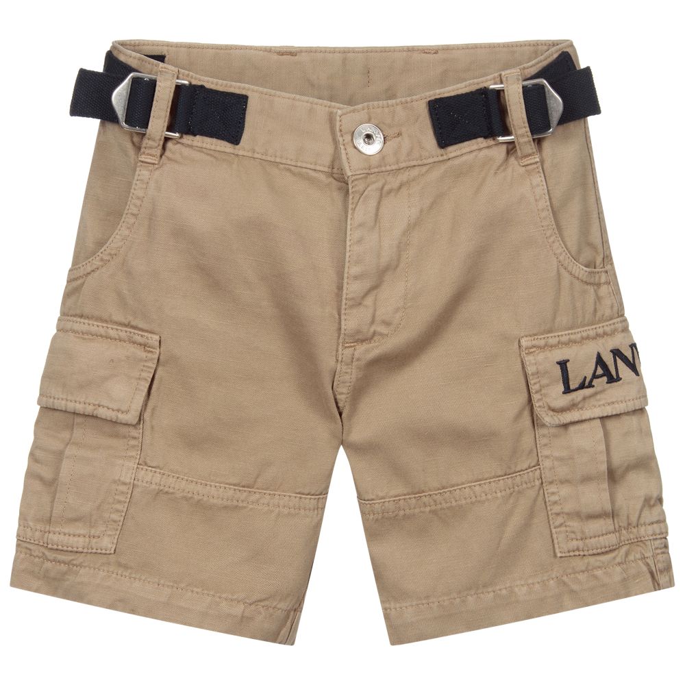 Lanvin - Beige Cargo Logo Shorts | Childrensalon
