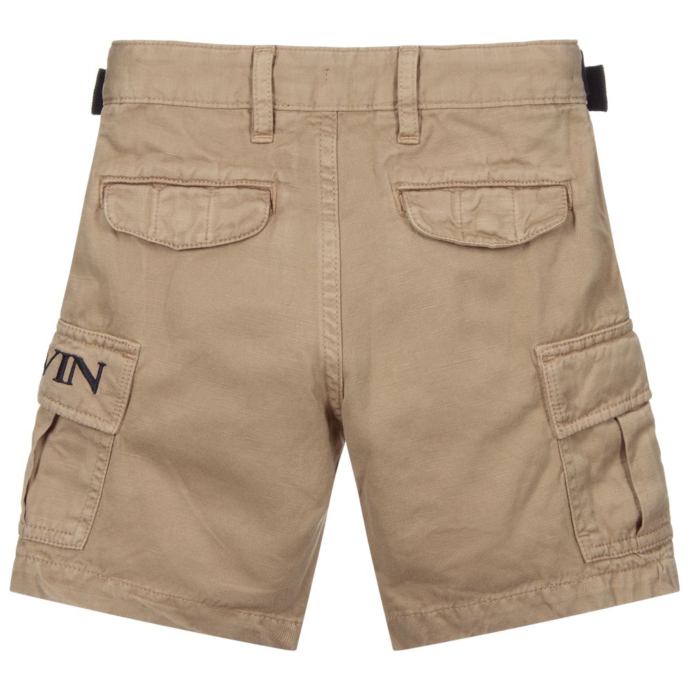 Lanvin-Beige Cargo Logo Shorts | Childrensalon Outlet
