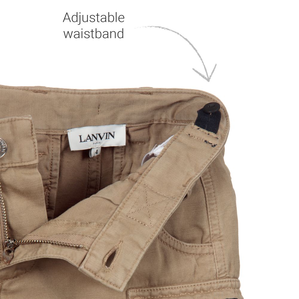 Lanvin-Beige Cargo Logo Shorts | Childrensalon Outlet