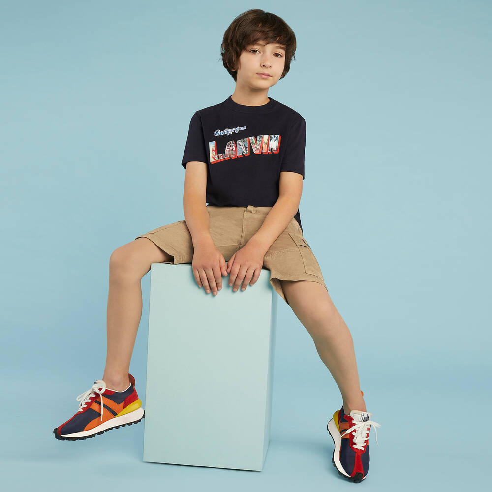 Lanvin - Beige Cargo Logo Shorts | Childrensalon Outlet
