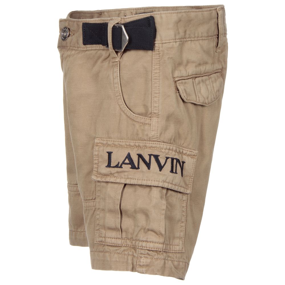 Lanvin-Beige Cargo Logo Shorts | Childrensalon Outlet