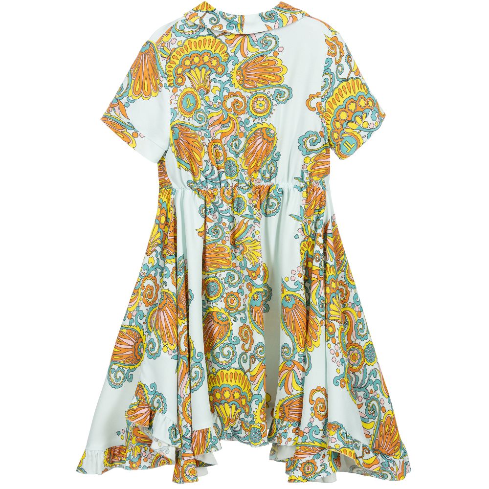 Lanvin- Blue Flower Swirl Crêpe Dress | Childrensalon Outlet
