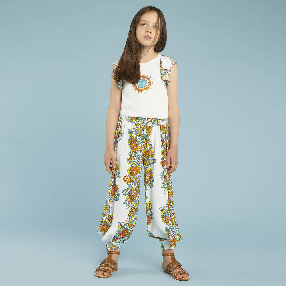 Lanvin-Blue Flower Swirl Trousers | Childrensalon Outlet