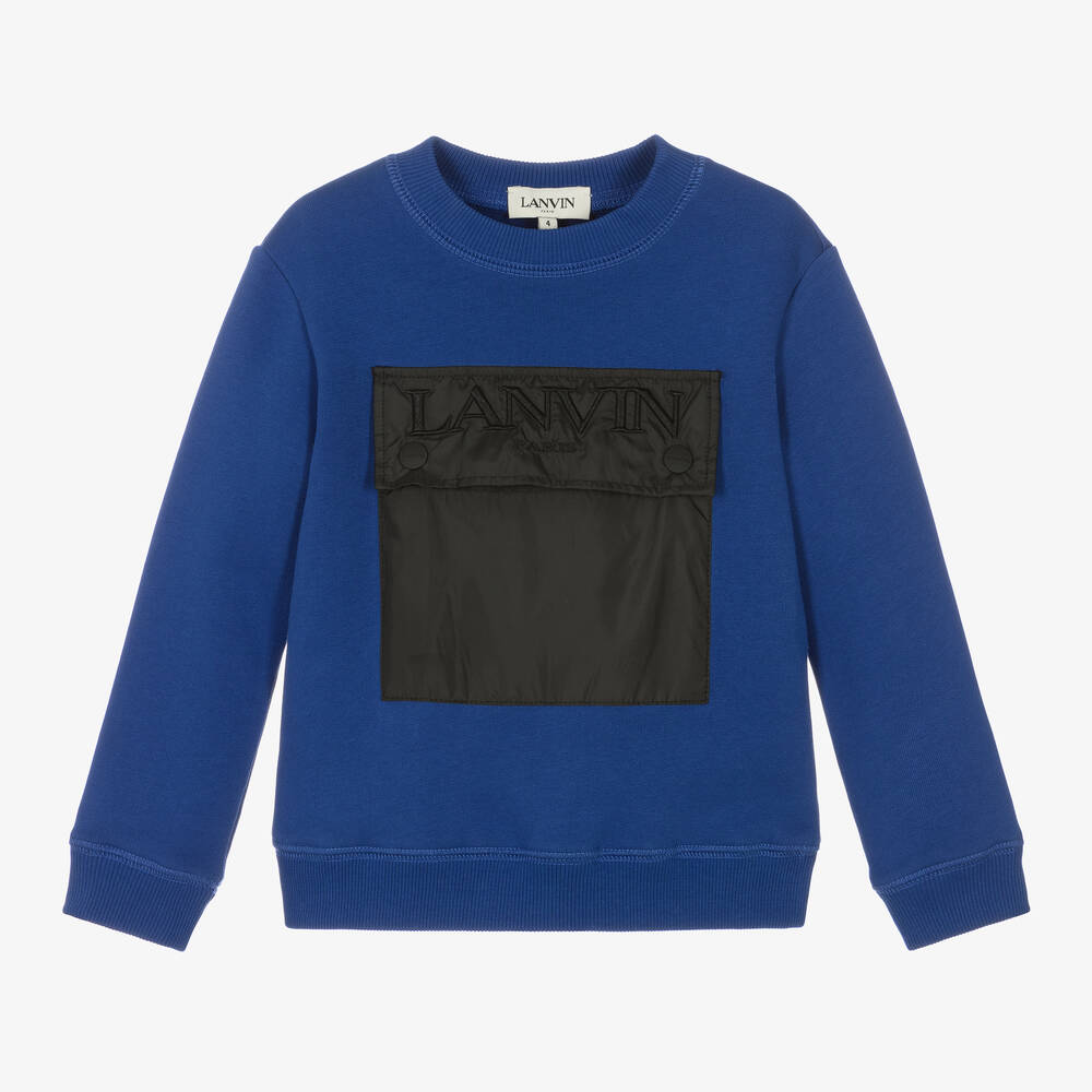 Lanvin - Sweat-shirt bleu à poche Garçon | Childrensalon