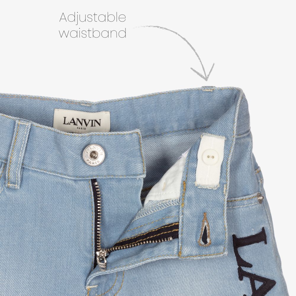 Lanvin - Boys Blue Denim Logo Shorts | Childrensalon Outlet