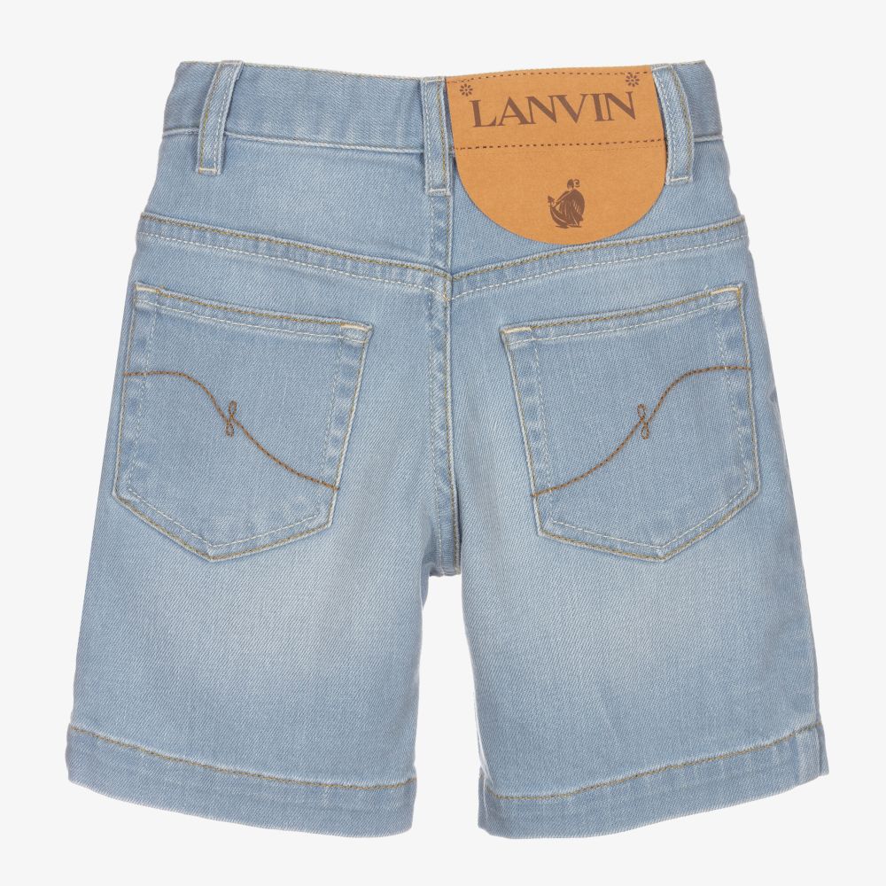 Lanvin-Boys Blue Denim Logo Shorts | Childrensalon Outlet