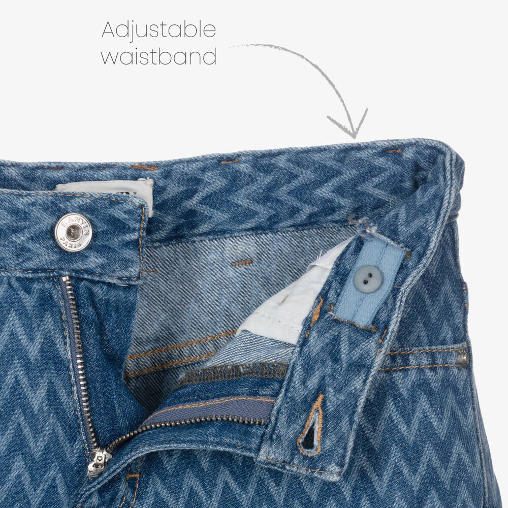 Lanvin-Boys Denim Blue Patterned Shorts | Childrensalon Outlet