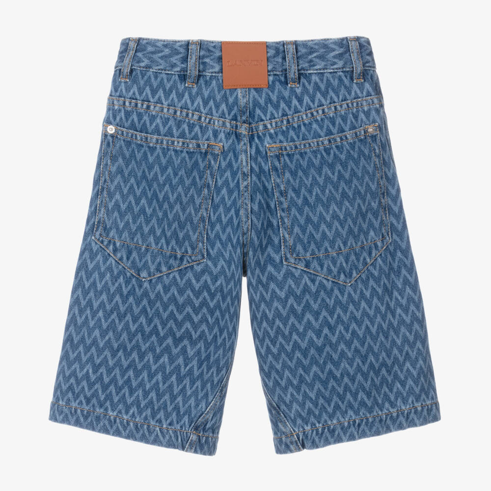 Lanvin-Boys Denim Blue Patterned Shorts | Childrensalon Outlet