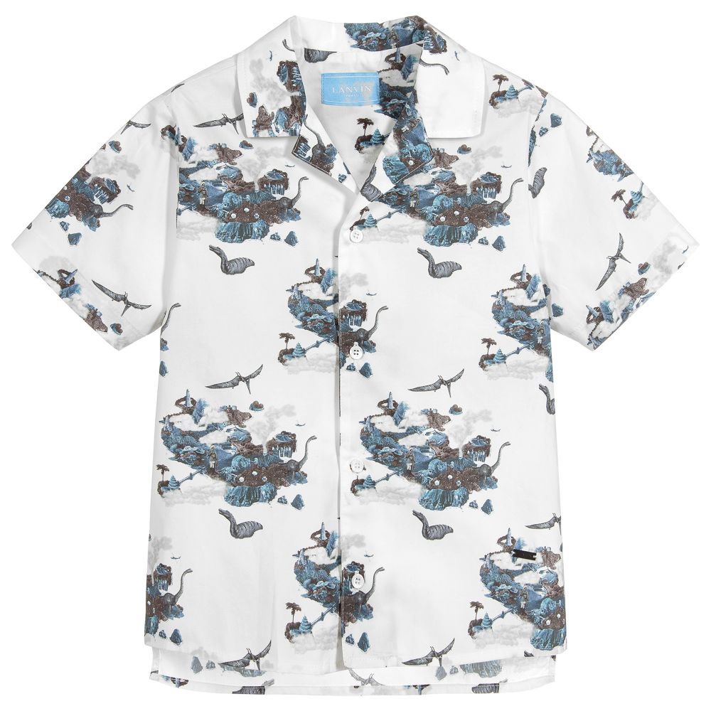 Lanvin - Boys Dinosaur Cotton Shirt | Childrensalon