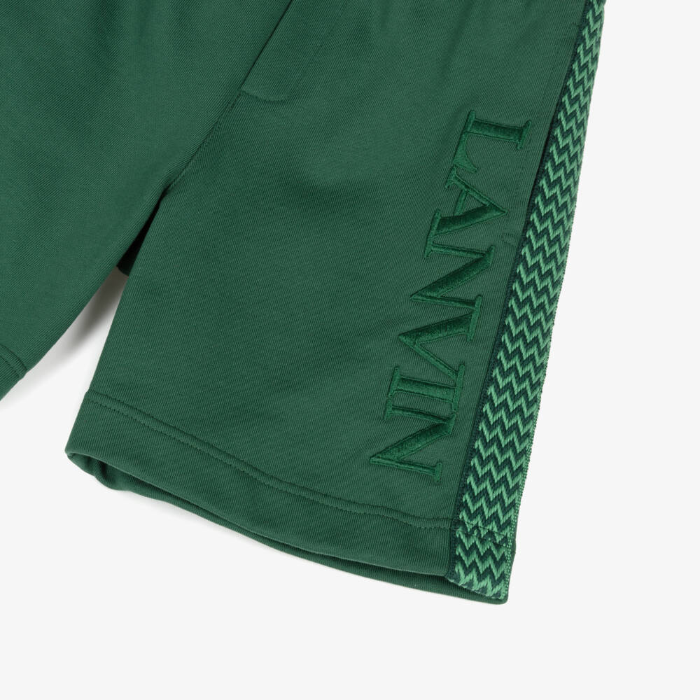 Lanvin-Boys Green Terry Logo Shorts | Childrensalon Outlet