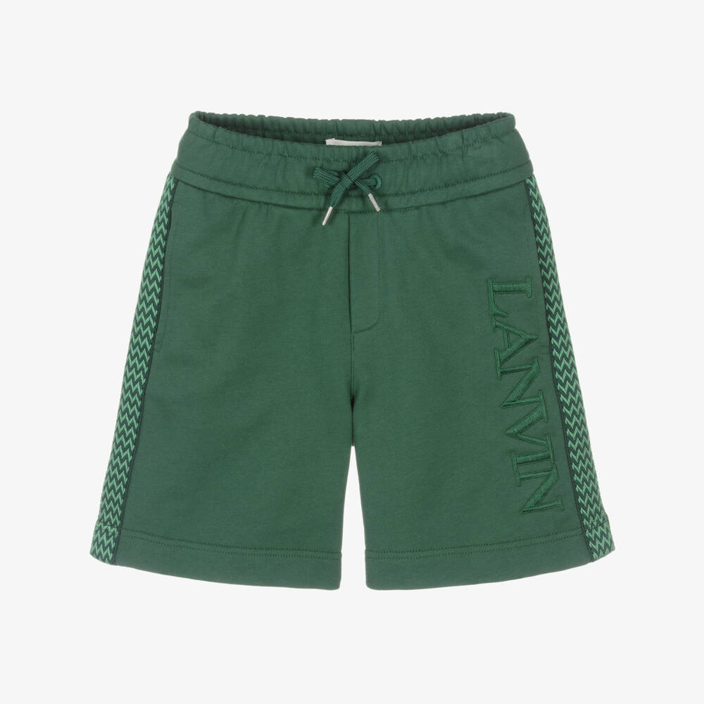 Lanvin-Boys Green Terry Logo Shorts | Childrensalon Outlet