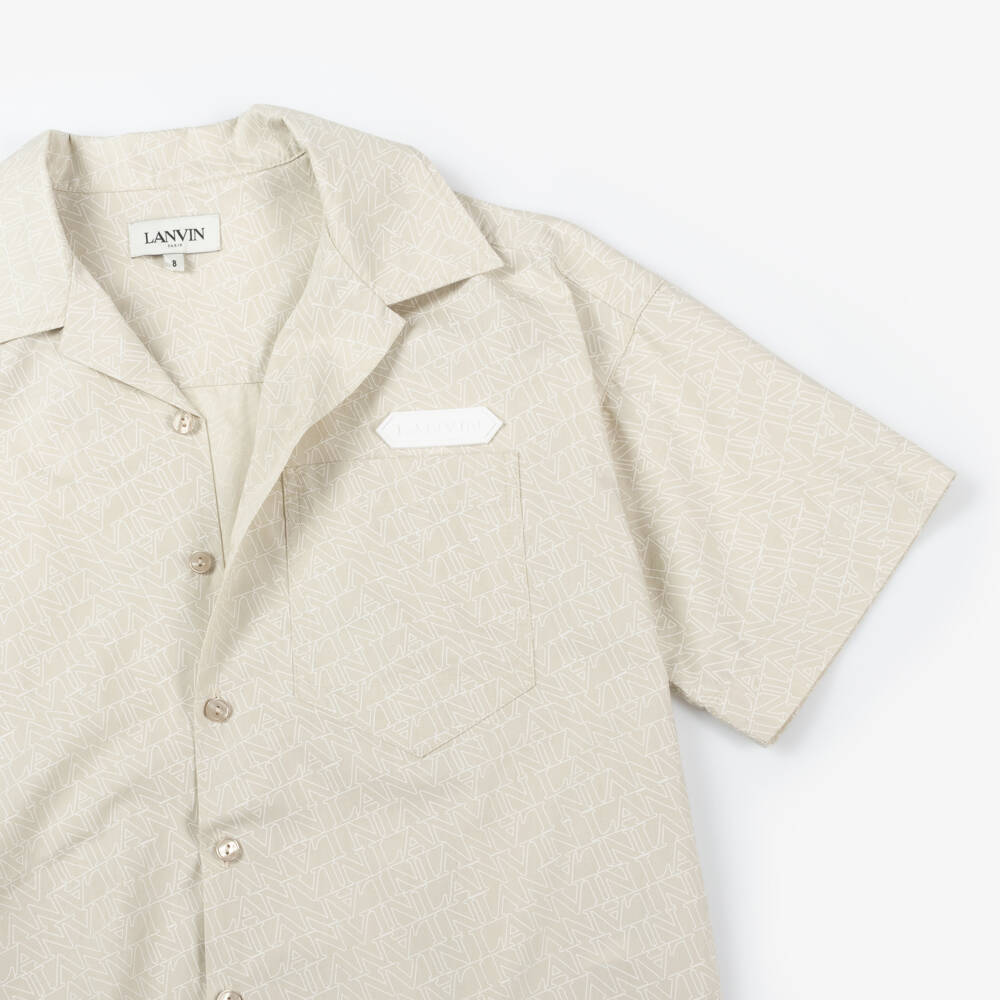 Lanvin-Кремовая хлопковая рубашка поплин для мальчиков | Childrensalon Outlet