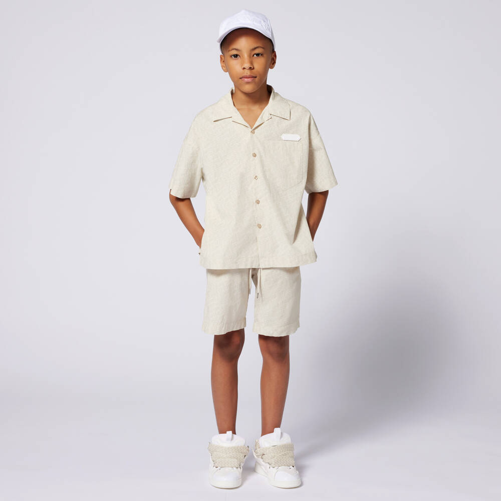 Lanvin-Кремовая хлопковая рубашка поплин для мальчиков | Childrensalon Outlet