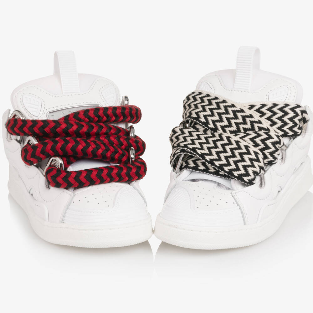 Lanvin-Boys Ivory Trainers in Leather and Textile | Childrensalon Outlet
