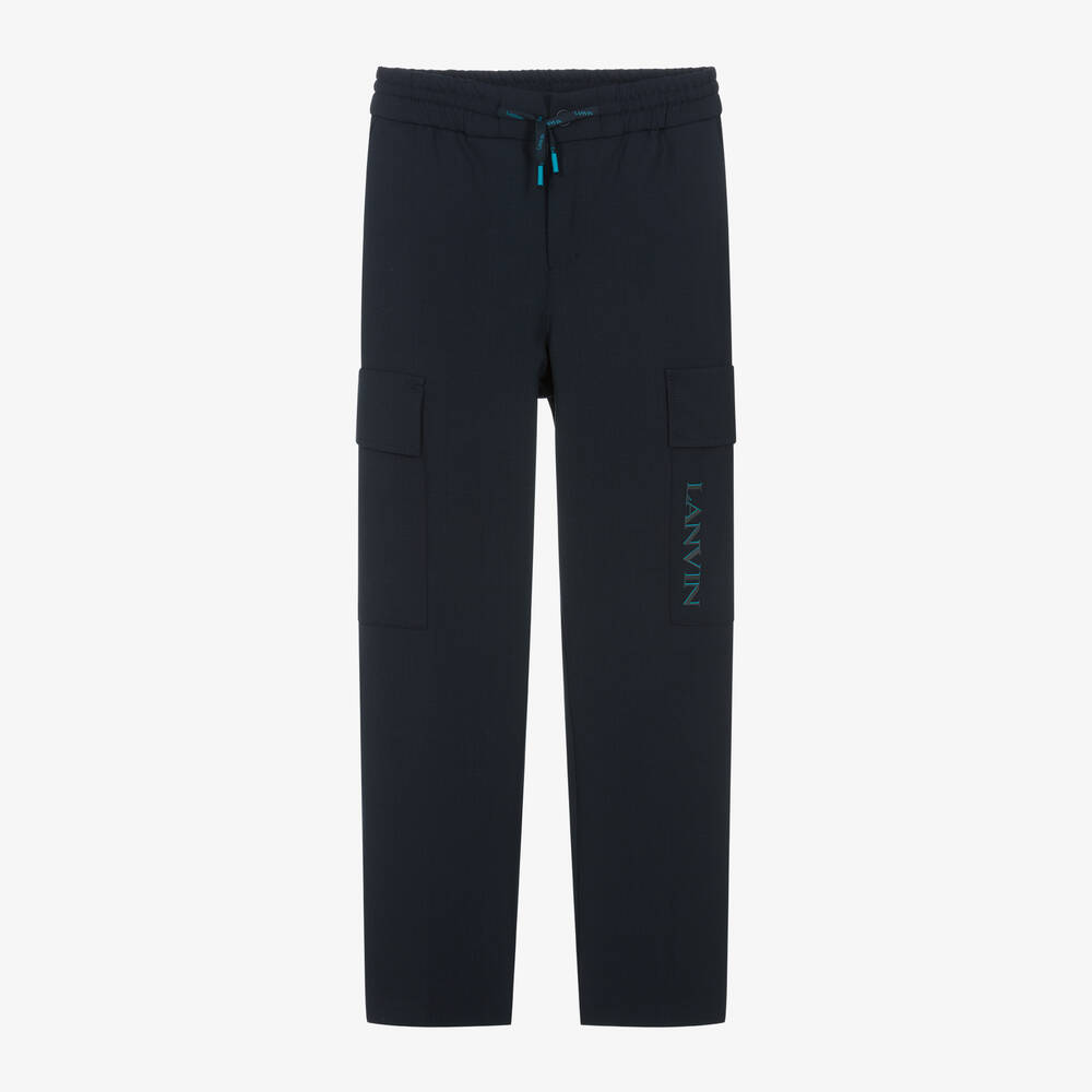 Boys blue cargo trousers shop