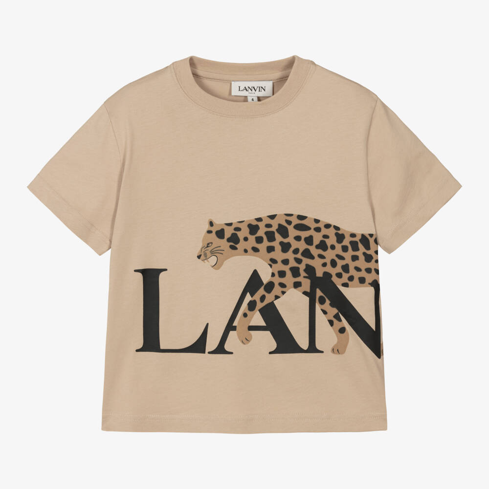 Lanvin-Boys Organic Beige Tee | Childrensalon Outlet