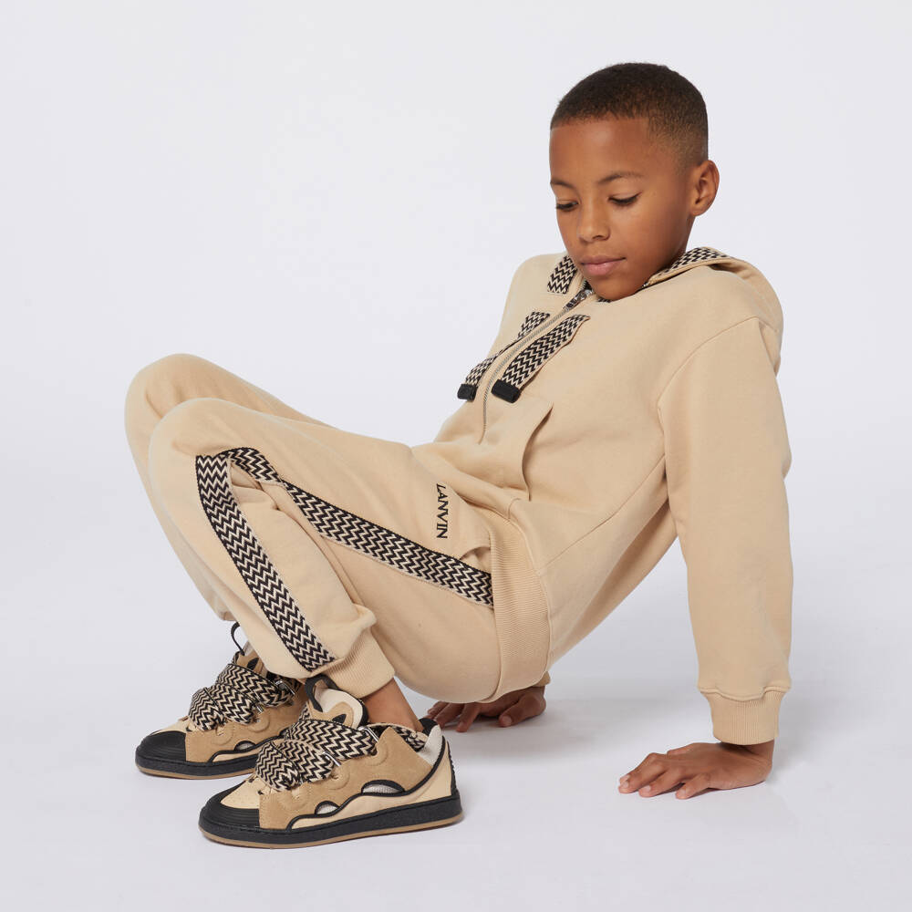 Lanvin-Boys Organic Cotton Beige Hoodie | Childrensalon Outlet