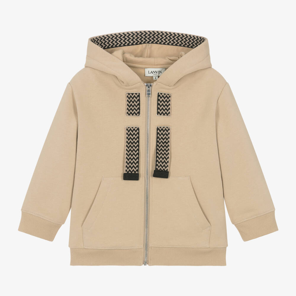 Lanvin-Boys Organic Cotton Beige Hoodie | Childrensalon Outlet