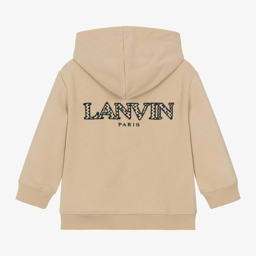 Lanvin-Boys Organic Cotton Beige Hoodie | Childrensalon Outlet