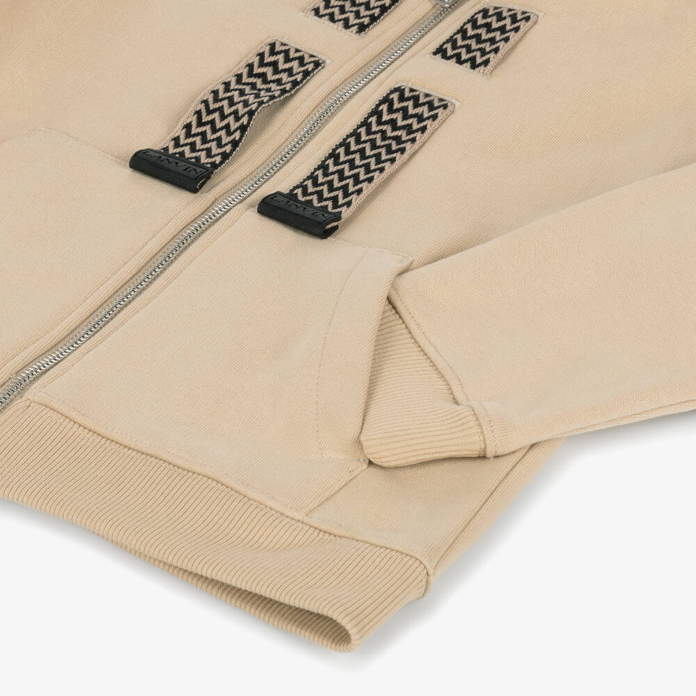 Lanvin-Boys Organic Cotton Beige Hoodie | Childrensalon Outlet