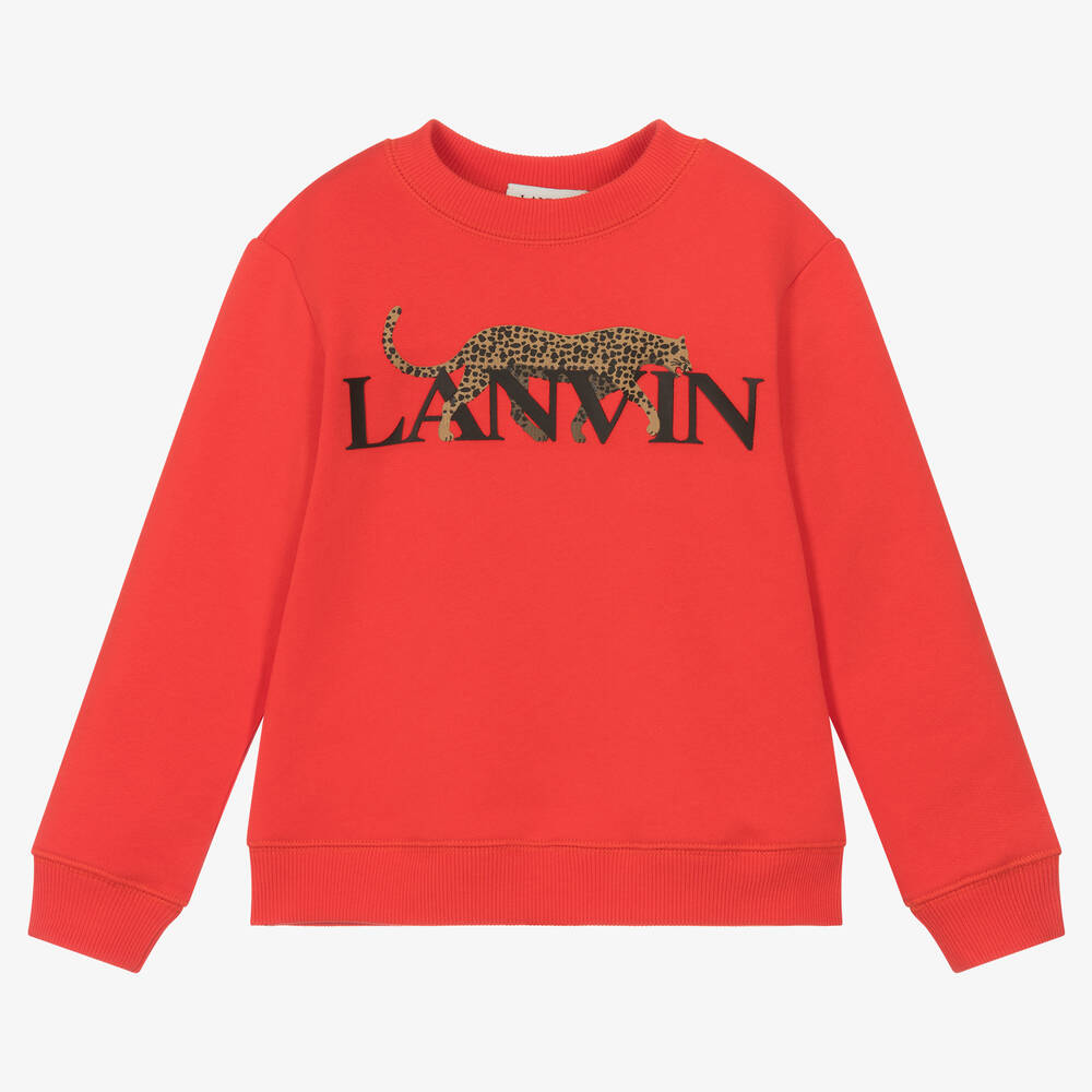 Lanvin - Boys Red Organic Cotton Sweatshirt | Childrensalon