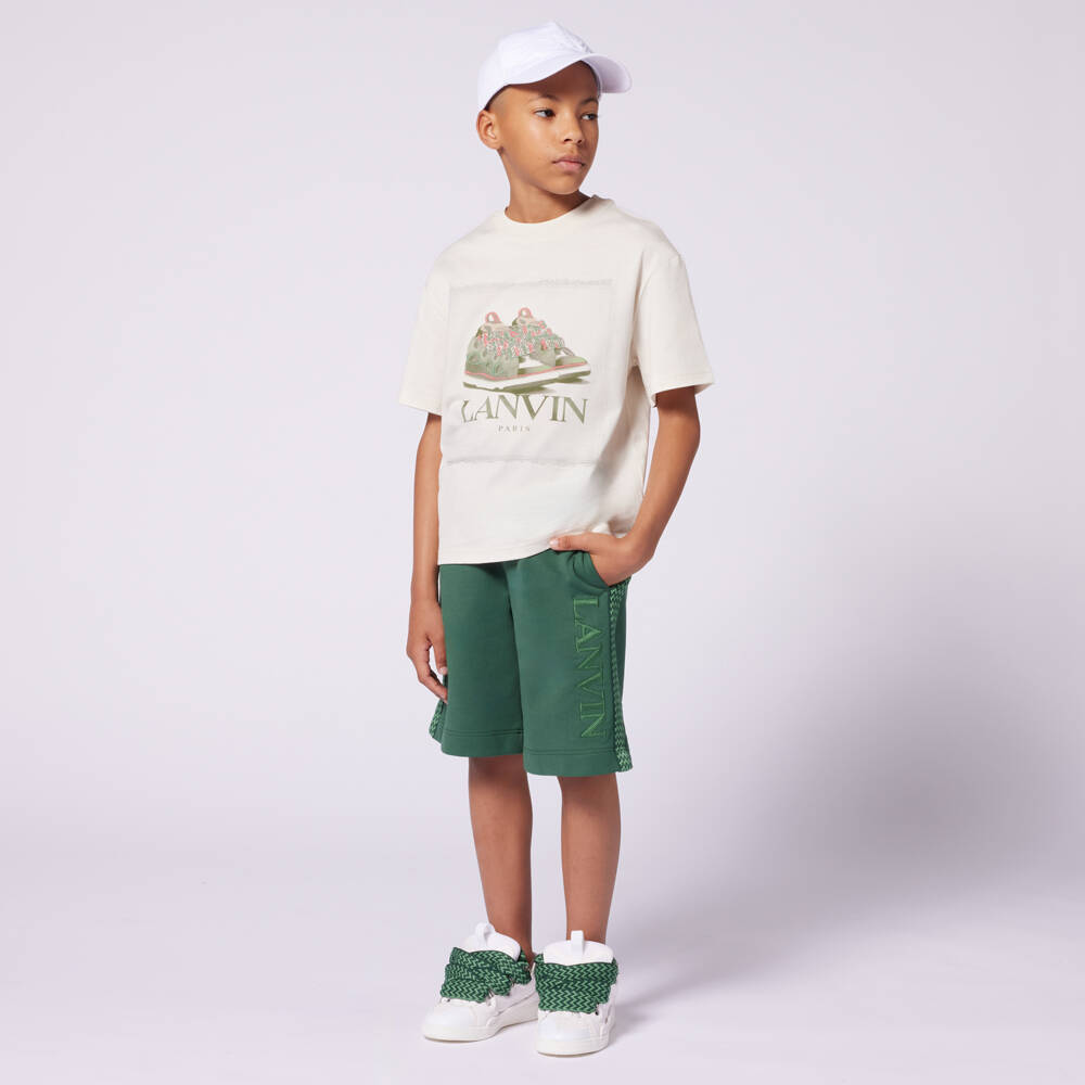 Lanvin-Boys White Leather Luxe Sneakers | Childrensalon Outlet