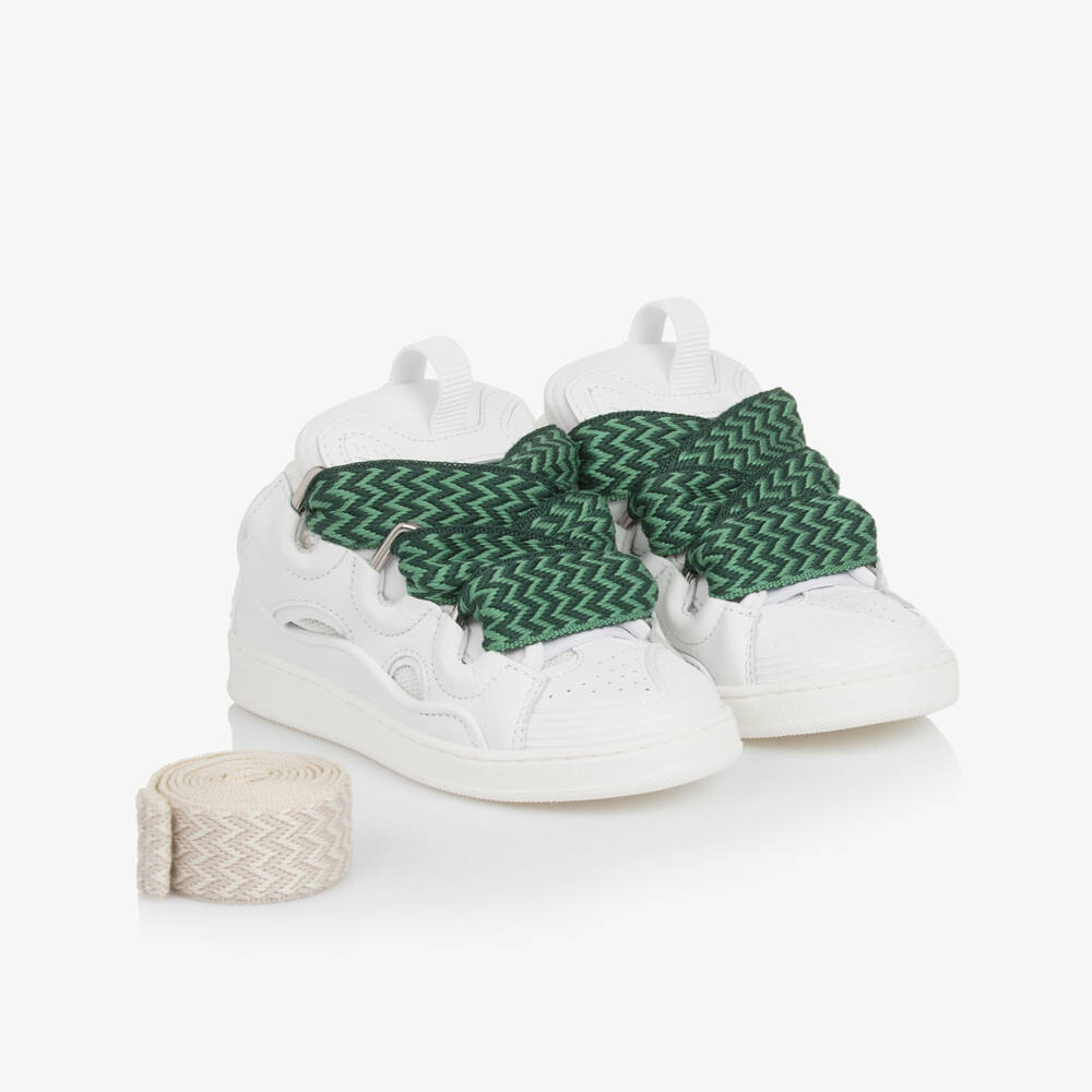 Lanvin-Boys White Leather Luxe Sneakers | Childrensalon Outlet