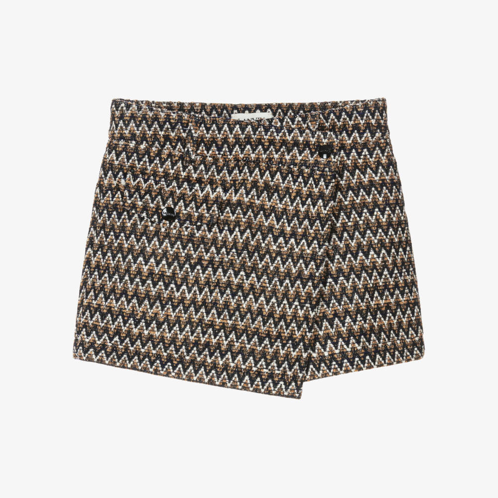 Lanvin-Girls Beige & Black Herringbone Cotton Skort | Childrensalon Outlet